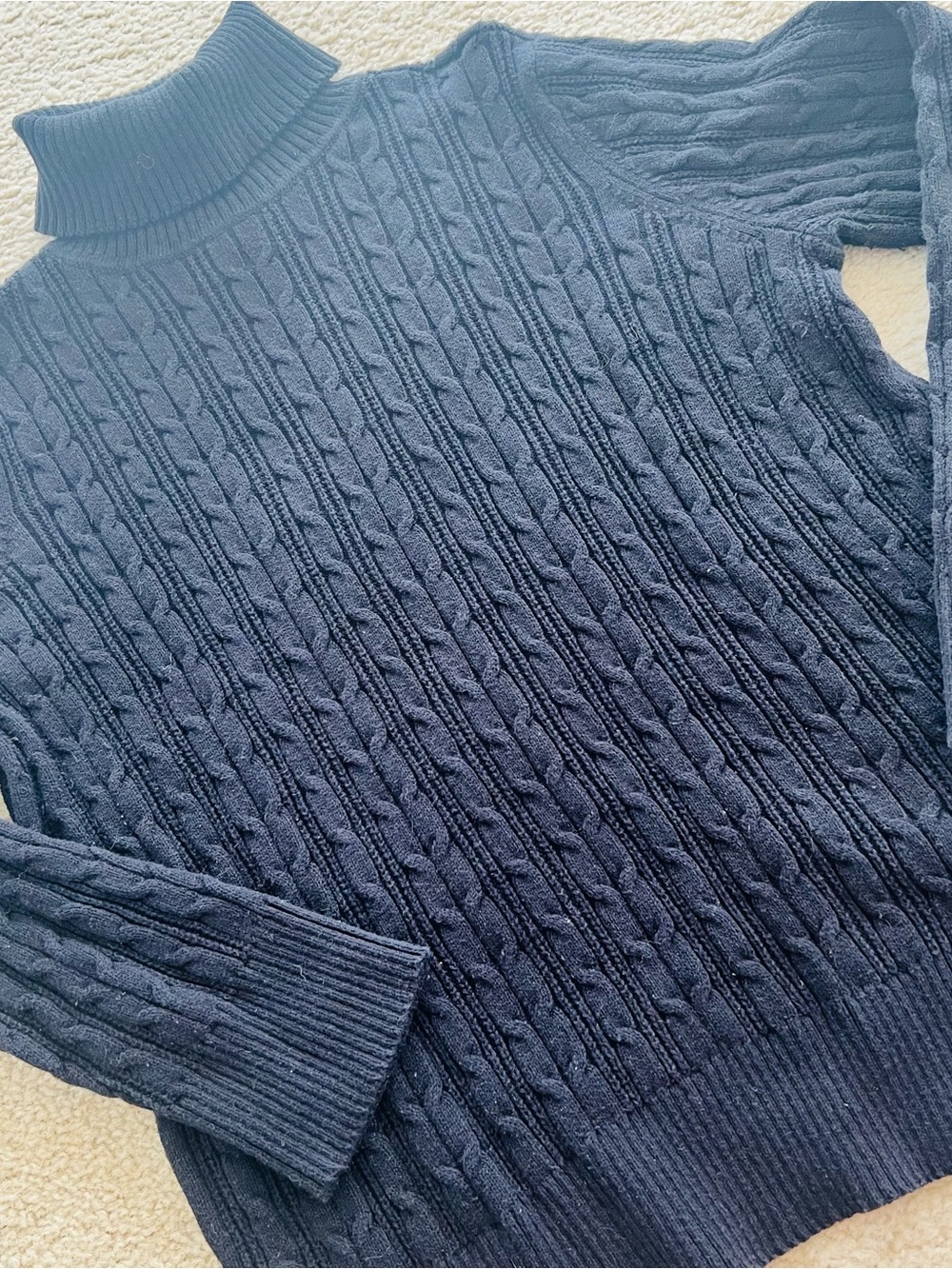 ✨ St. John's Bay Cable-Knit Turtleneck Pullover Sweater Cotton Nylon Black XXL